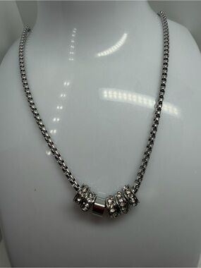 Silver tone Titanum  Crystal Rondelle Pendant Necklace for Women